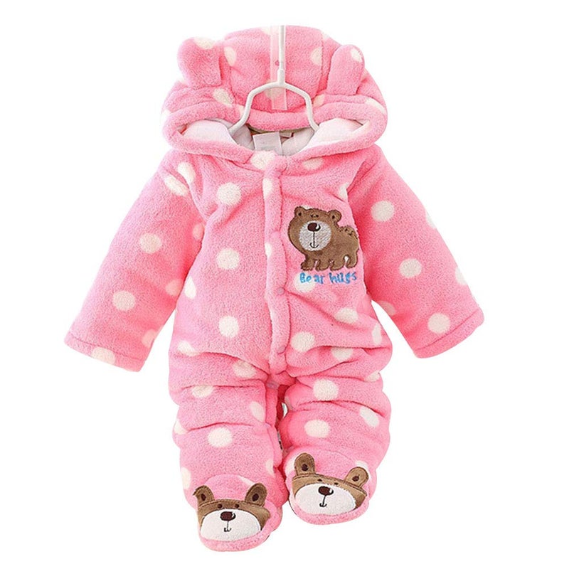XIFAMNIY Baby Girls Boys Newborn Fleece Jumpsuit Footie Hooded Warm Thicken Snowsuit Outwear for Winter - Image 1